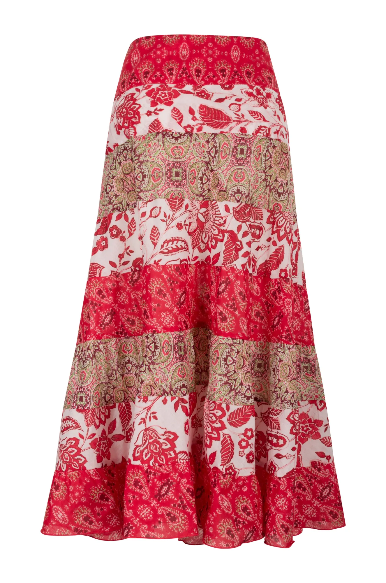 100% printed Cotton Skirt | RED MULTI | 8371AR