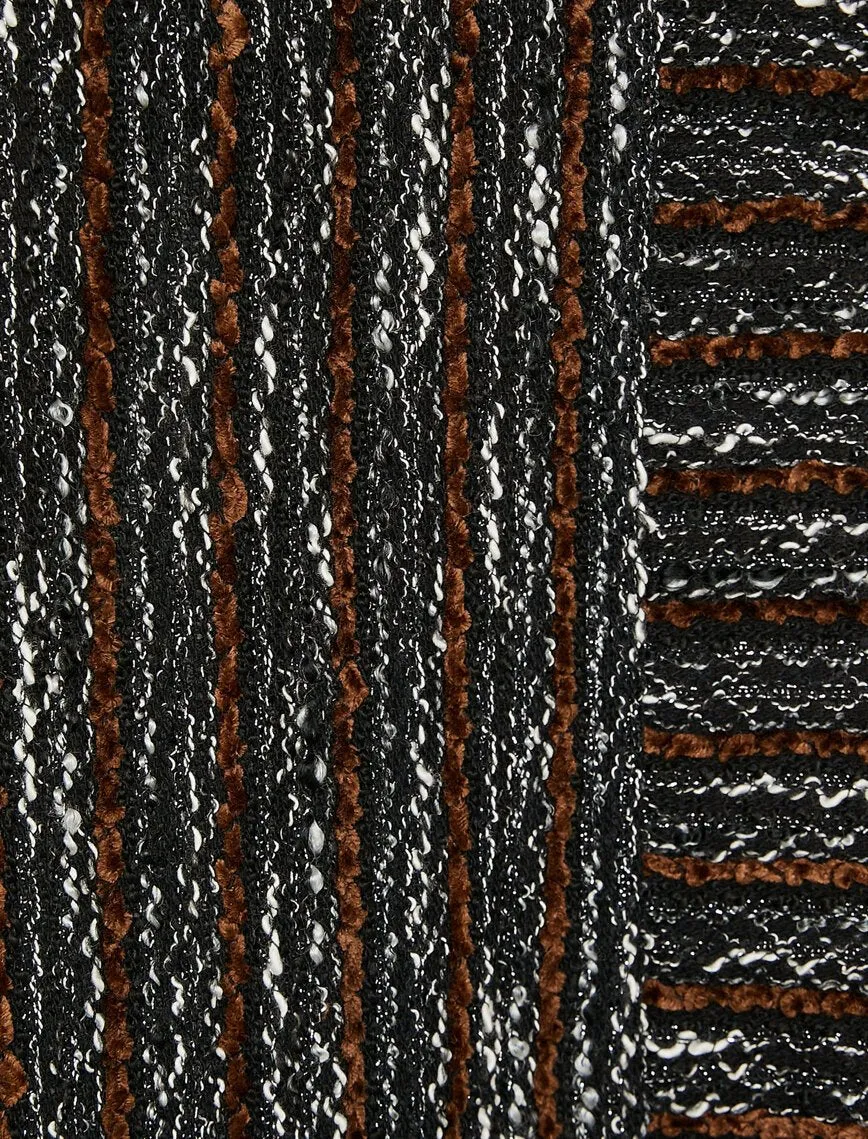 12000 Black Striped Midi Skirt