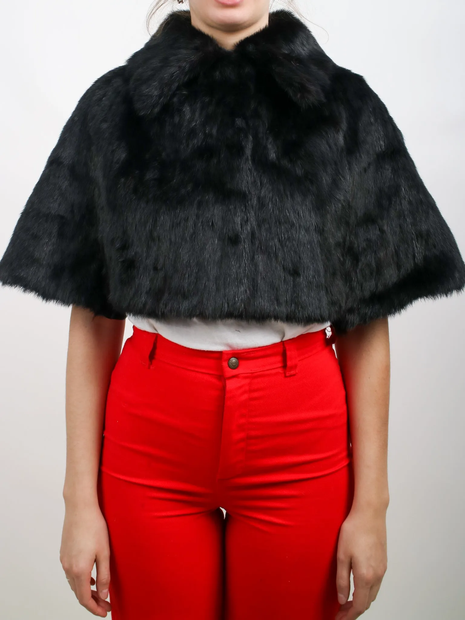 1960s Black Mink Fur Stole Capelet