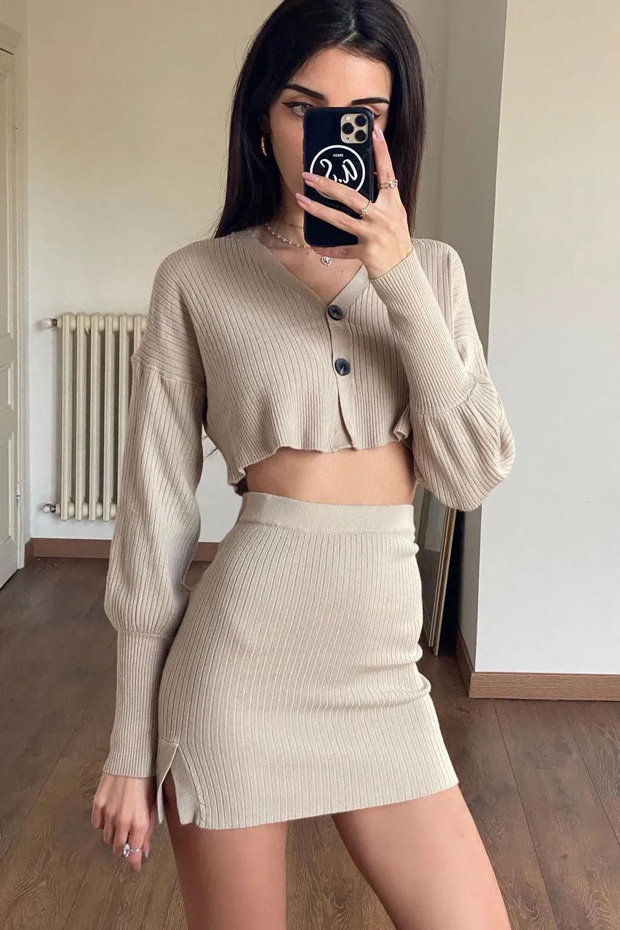 Amaya Knit Matching Set - Tan