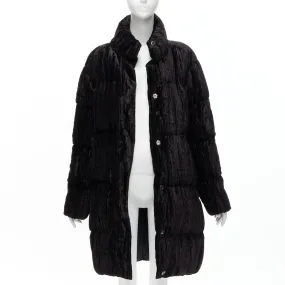 ANAIS JOURDEN black crimped velvet high neck puffer coat jacket FR38 M