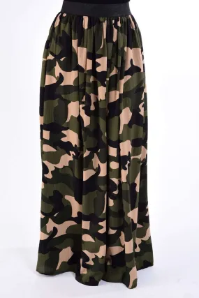 Army print Maxi Skirt
