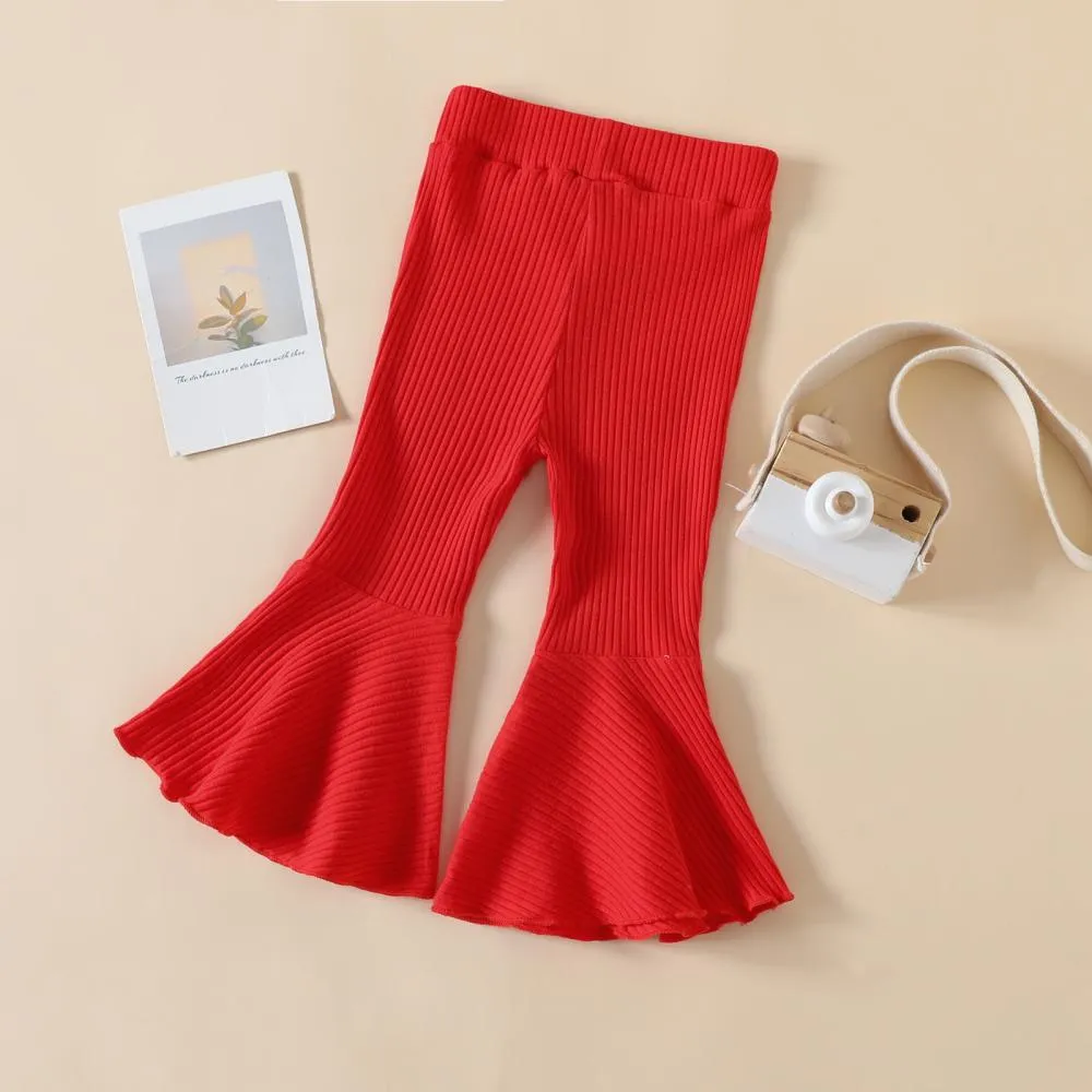 Autumn Christmas Girls Alphabet Print Sweater Flared Pants Set Wholesale Girls Clothes