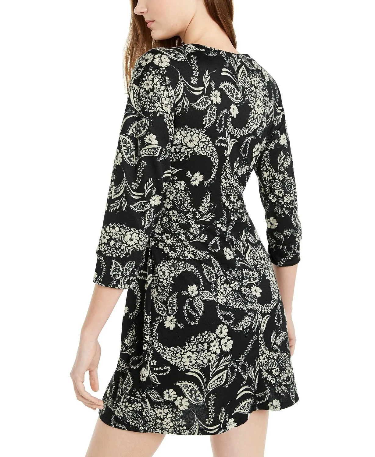 Be Bop Juniors' Paisley TwistFront Dress Black Size Small