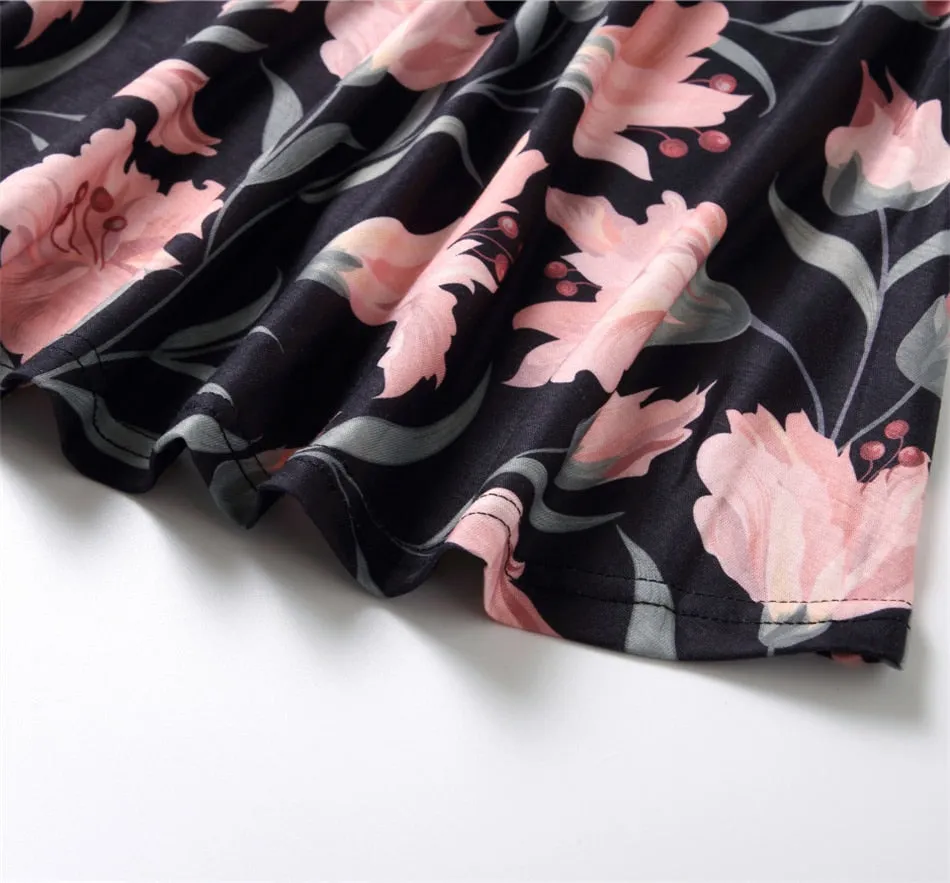 Black Family Matching Dress Floral Maxi Dress for Mommy and Me Matching Outfits