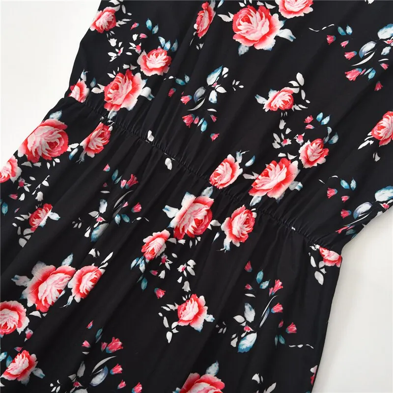 Black Family Matching Dress Floral Maxi Dress for Mommy and Me Matching Outfits