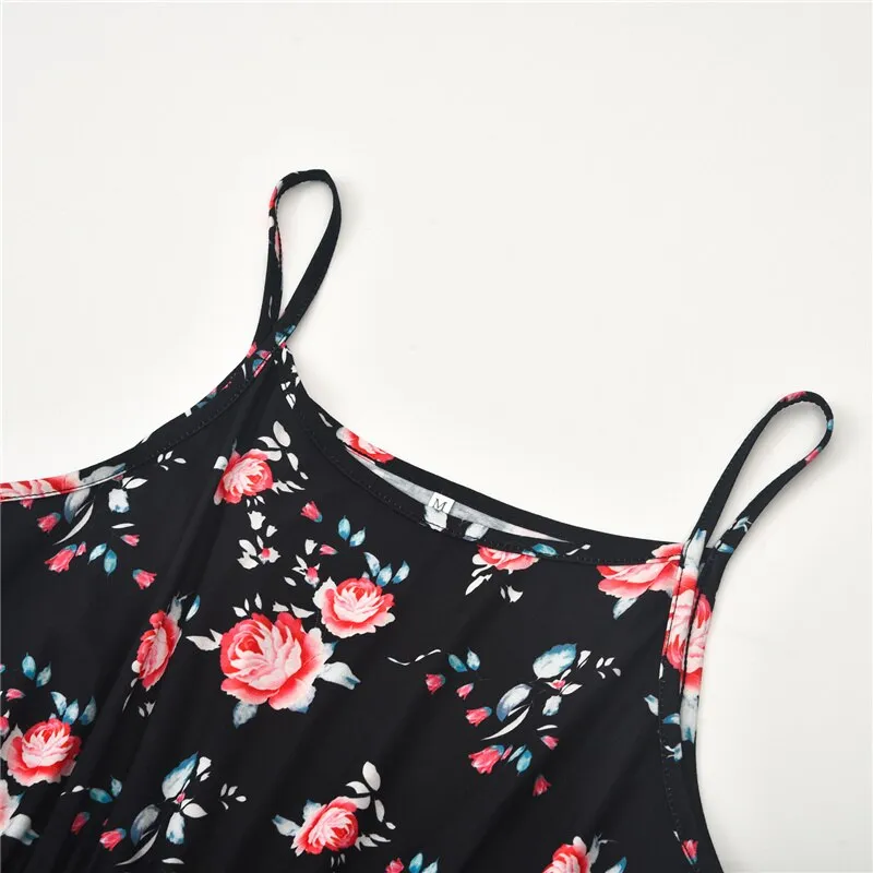 Black Family Matching Dress Floral Maxi Dress for Mommy and Me Matching Outfits