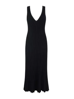 Black Mermaid v-neck knitted dress