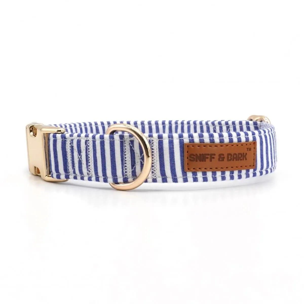Blue Stripes Bowtie Unbreakable Collar™ & Leash Set