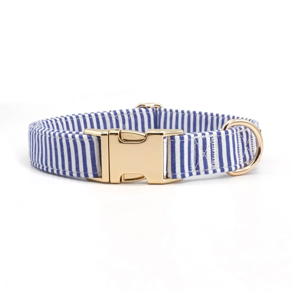 Blue Stripes Bowtie Unbreakable Collar™ & Leash Set