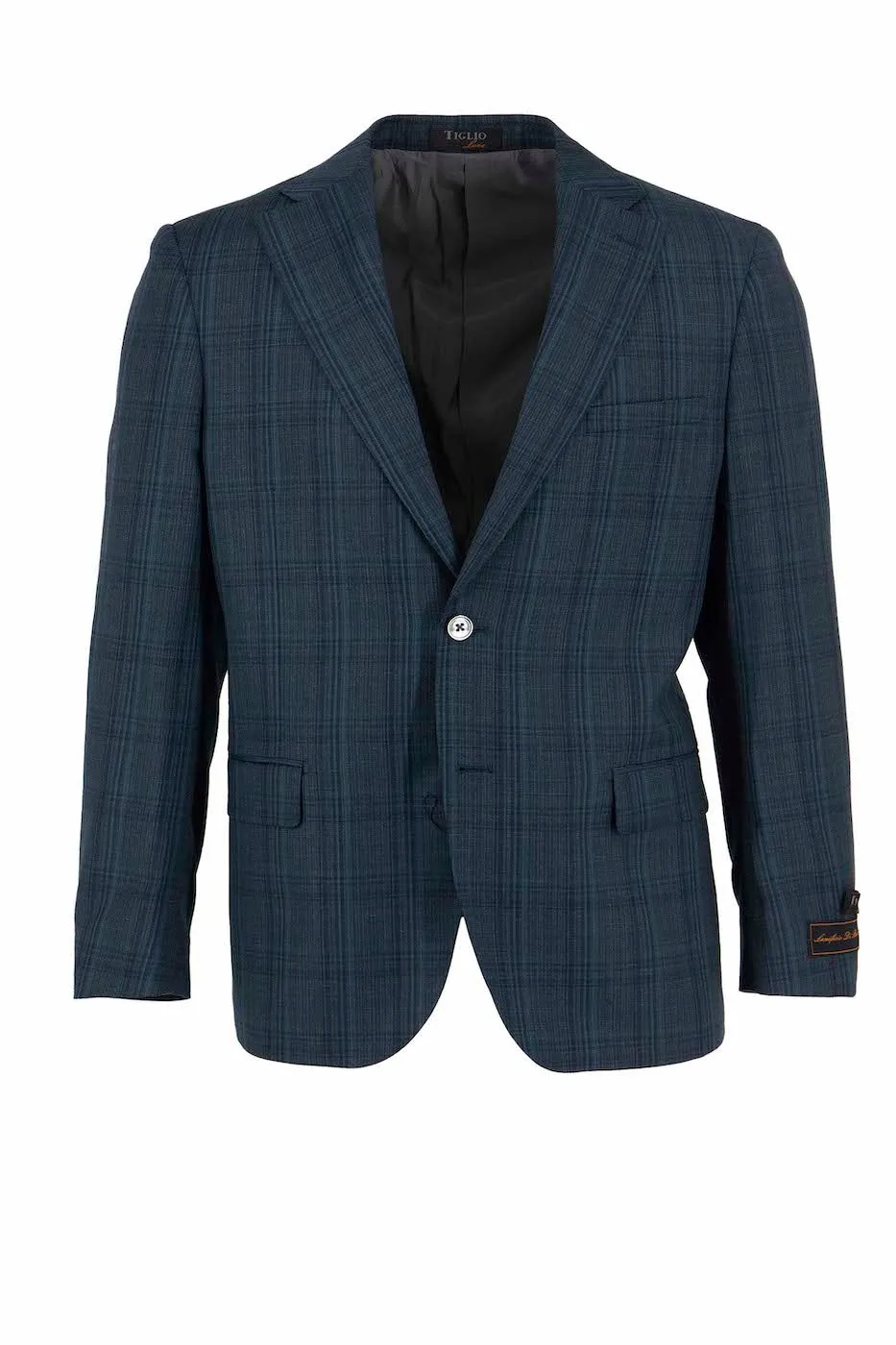 Blue Windowpane Dolcetto Modern Fit, Pure Wool Jacket by Tiglio Luxe