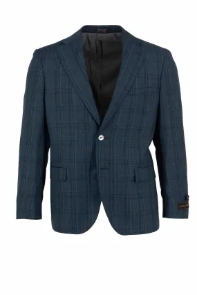 Blue Windowpane Dolcetto Modern Fit, Pure Wool Jacket by Tiglio Luxe