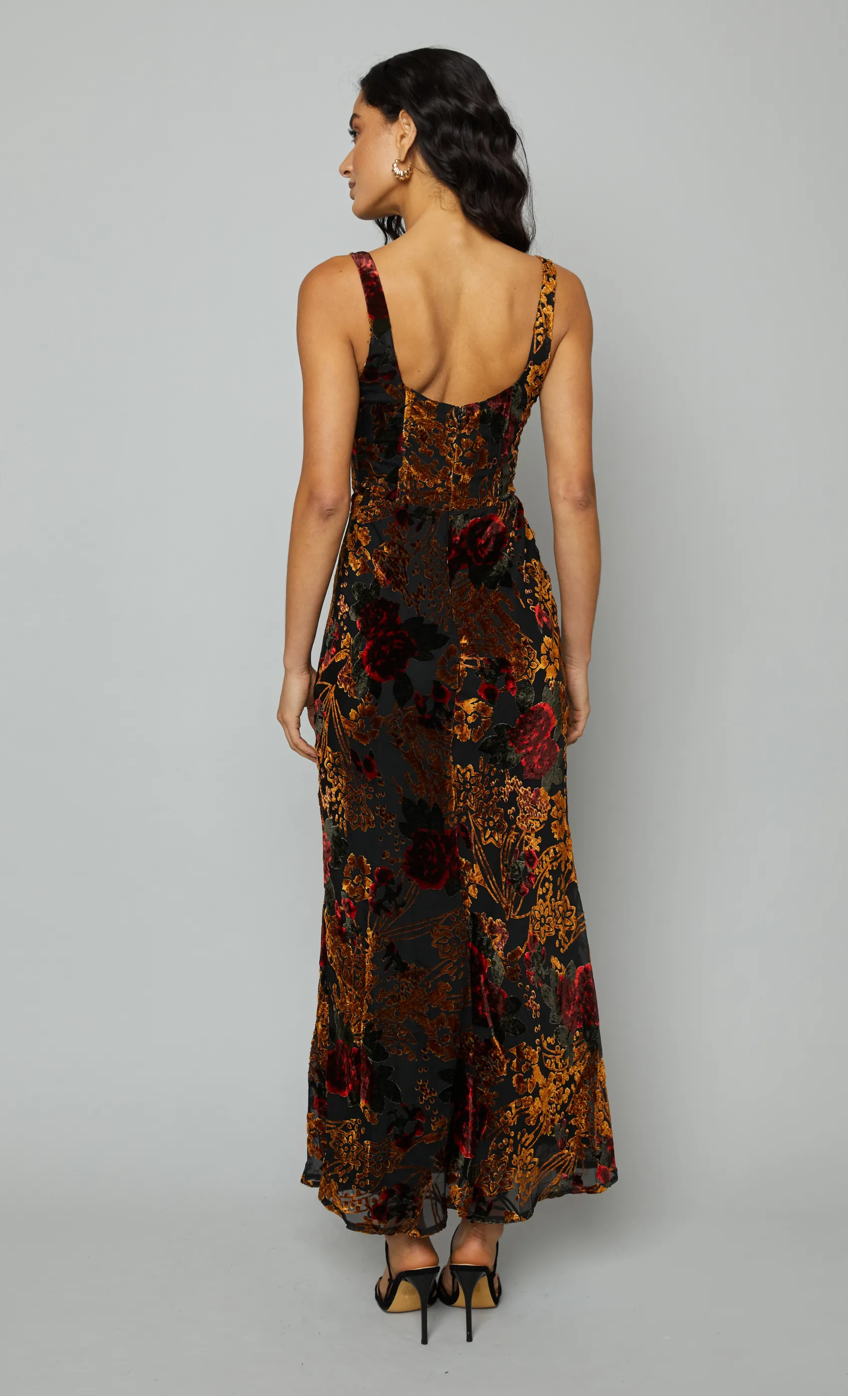 Brown Burnout Maxi Bias Cut Dress
