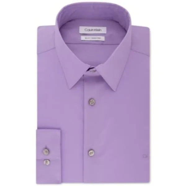 Calvin Klein Men's Slim-Fit Stretch Flex Collar Solid Logo Dress Shirt
