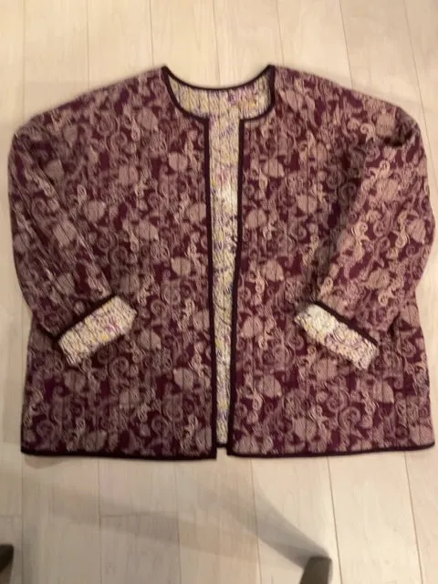 {{ClientCode}} BRN REVERSIBLE J JILL QUILTED JACKET, XL