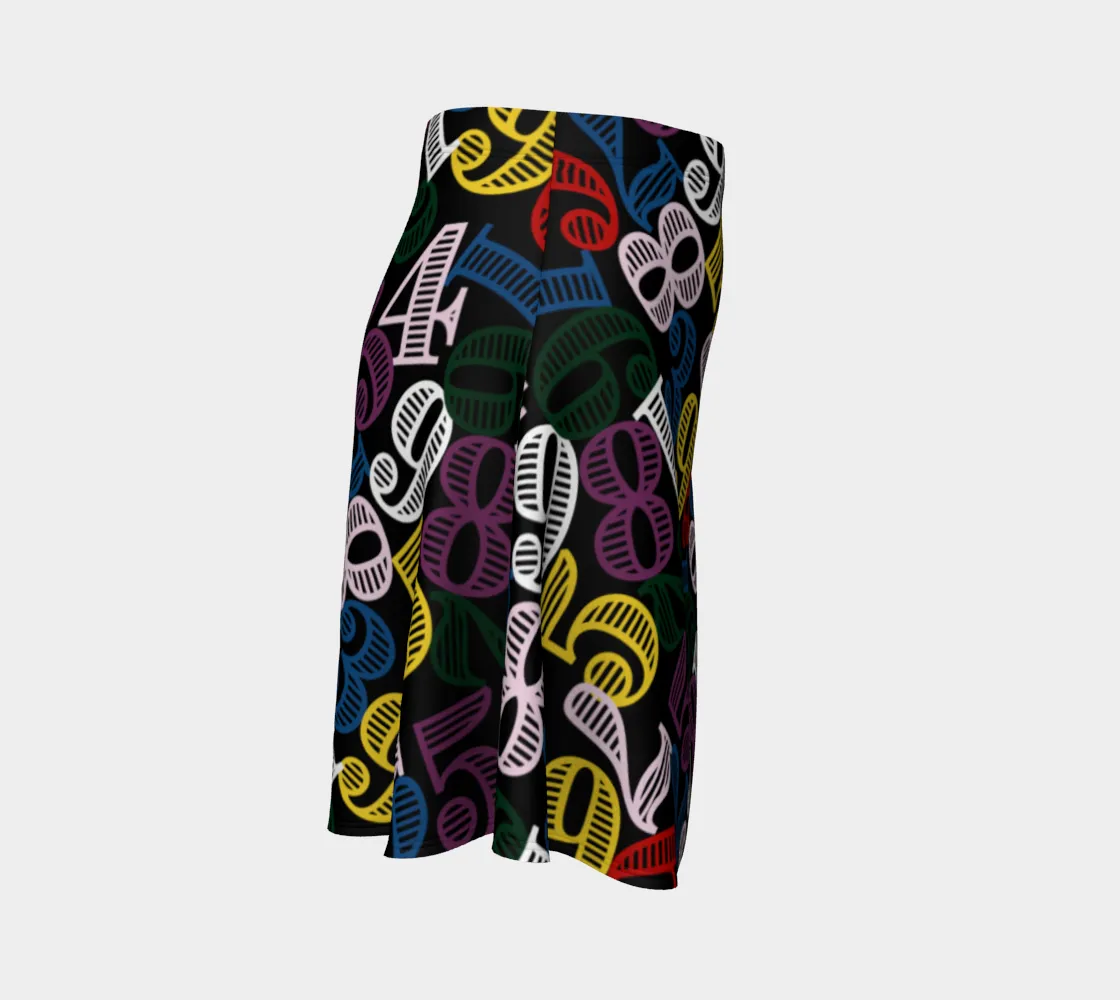 Colorful Number Cloud Flare Skirt