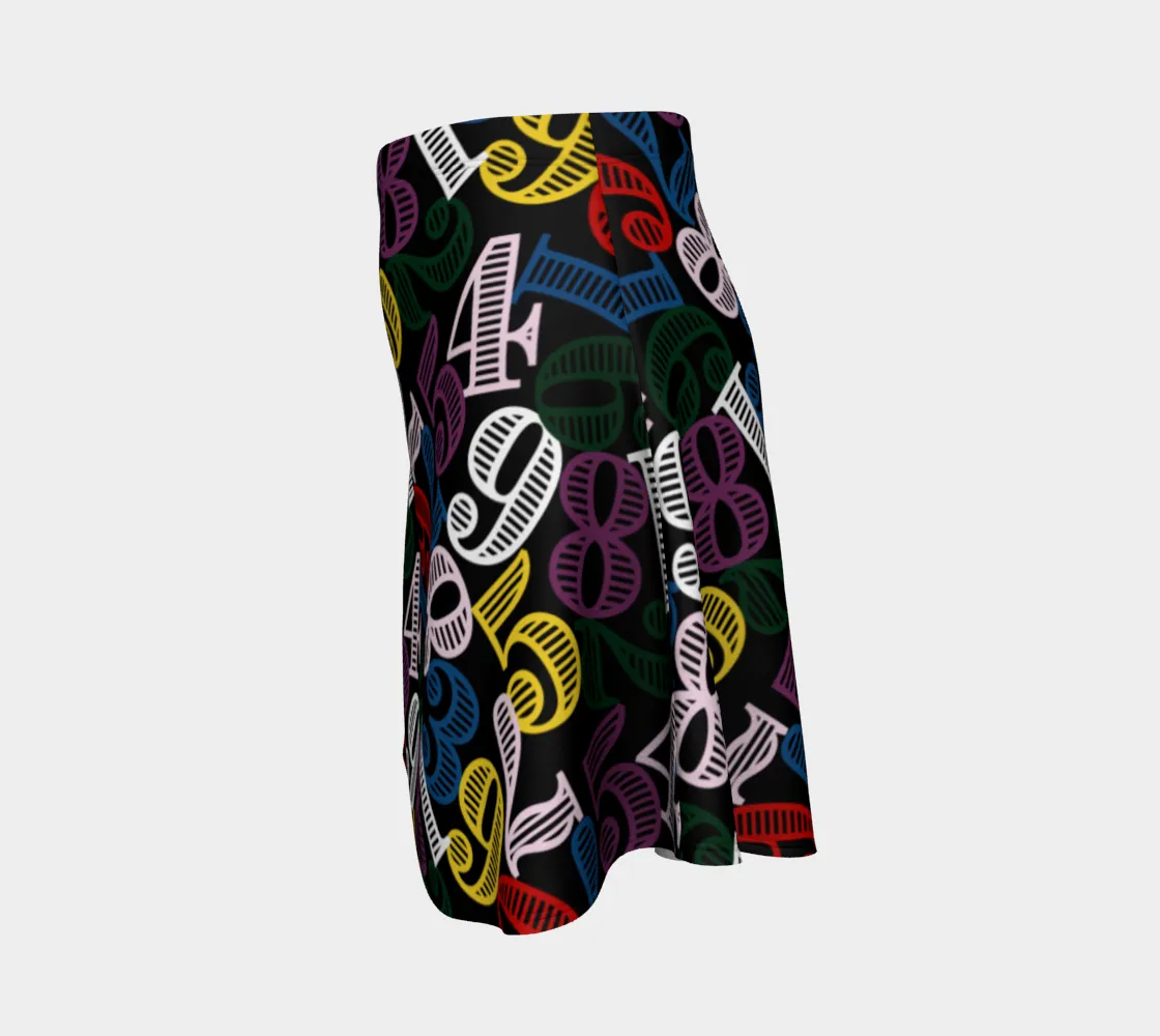 Colorful Number Cloud Flare Skirt