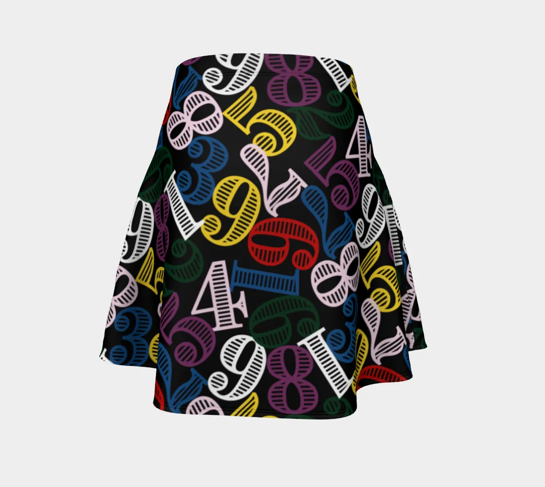 Colorful Number Cloud Flare Skirt