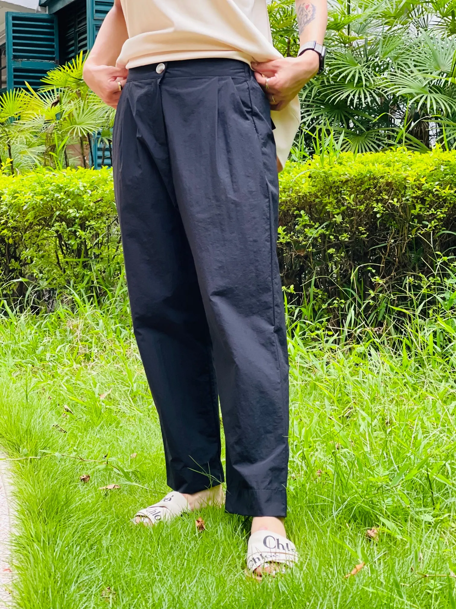 Daily Back Seam Parka Pants Black