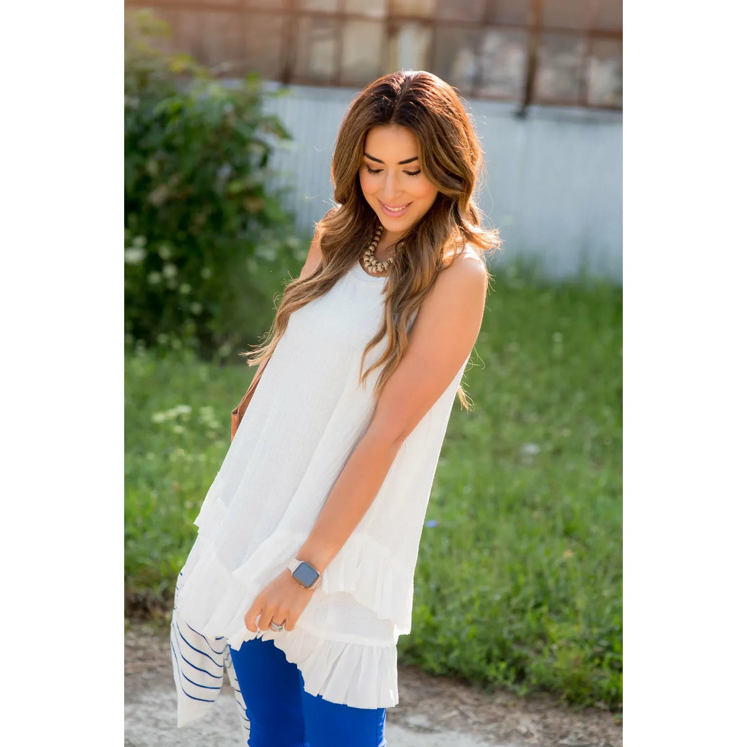 Double Ruffle Gauze Tank Tunic