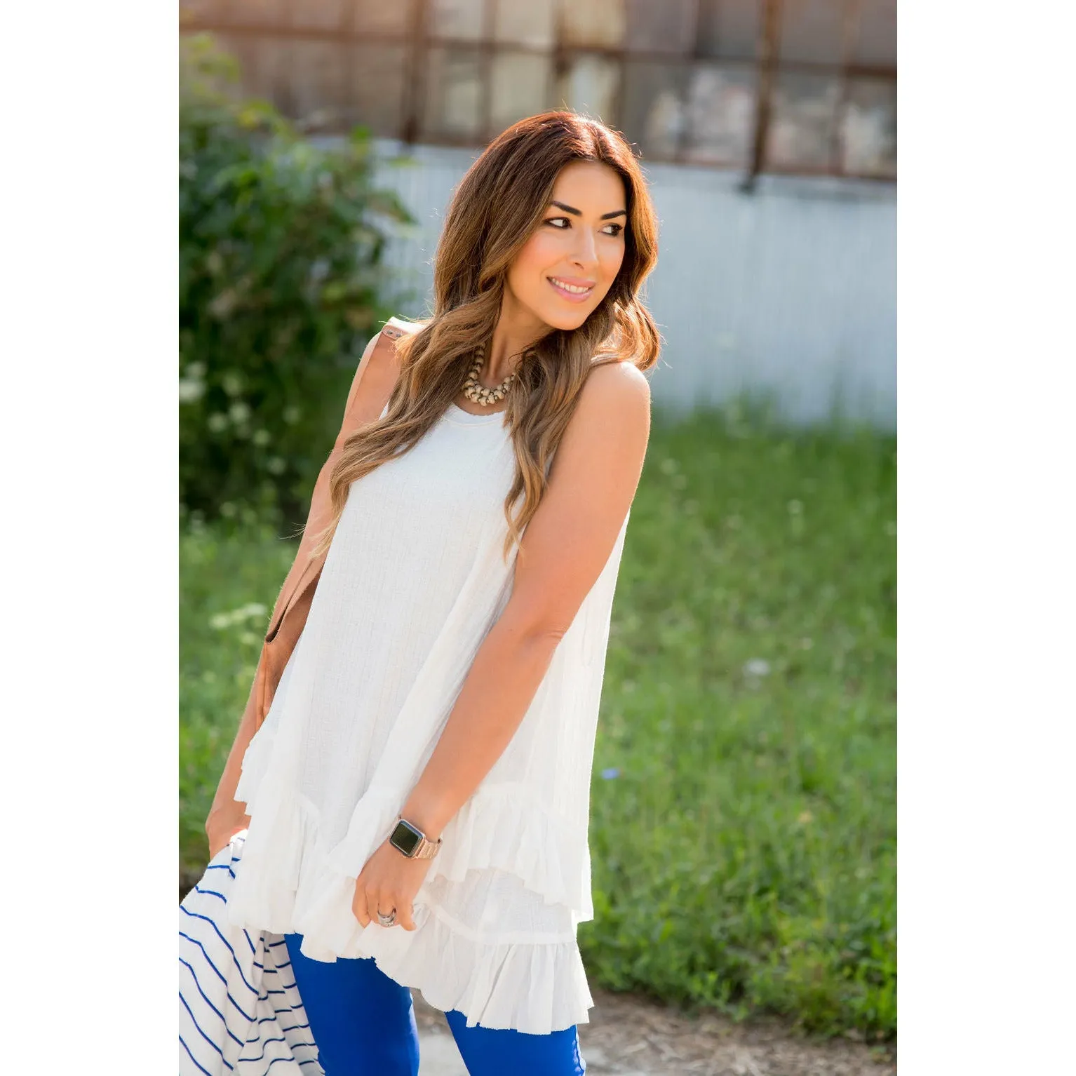 Double Ruffle Gauze Tank Tunic