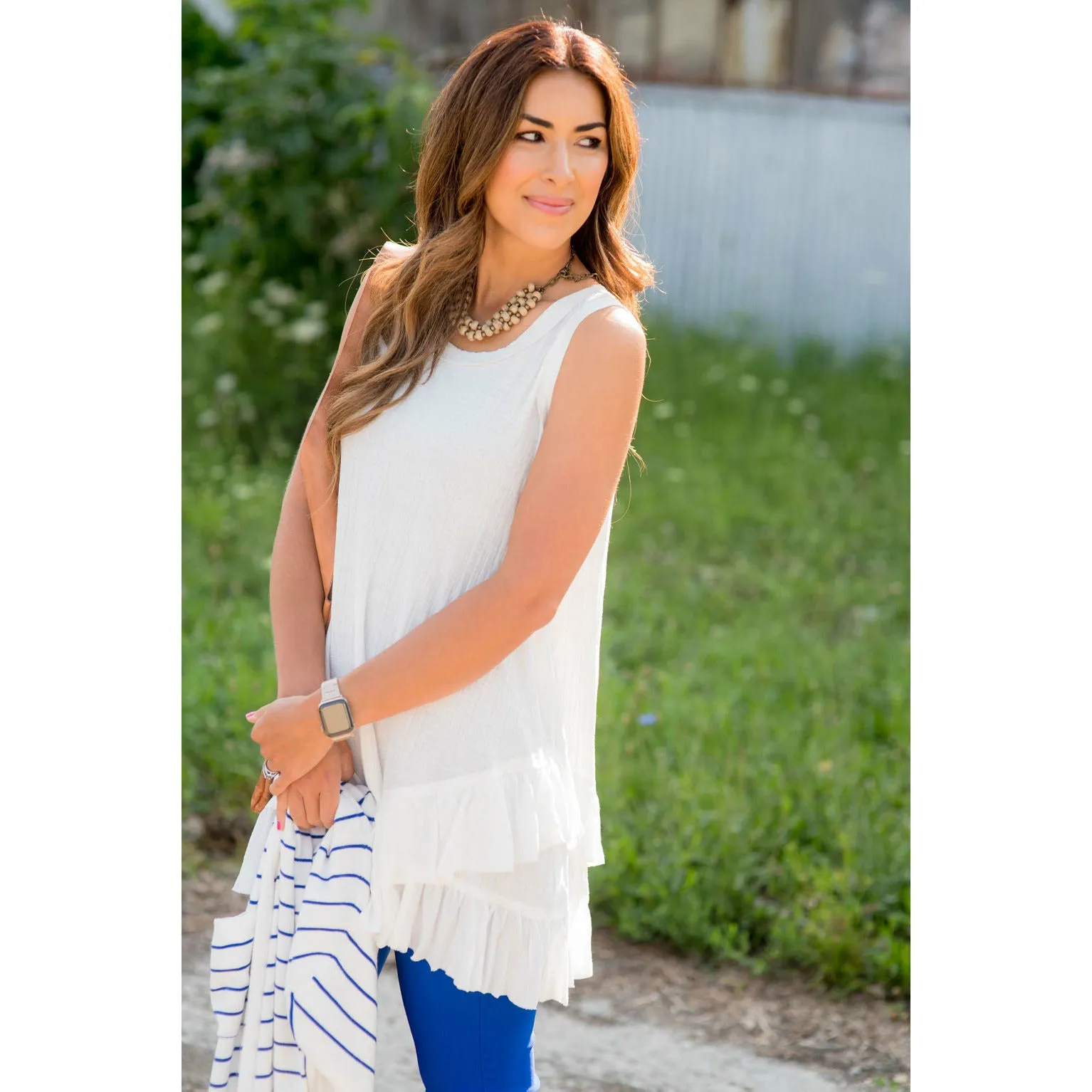 Double Ruffle Gauze Tank Tunic