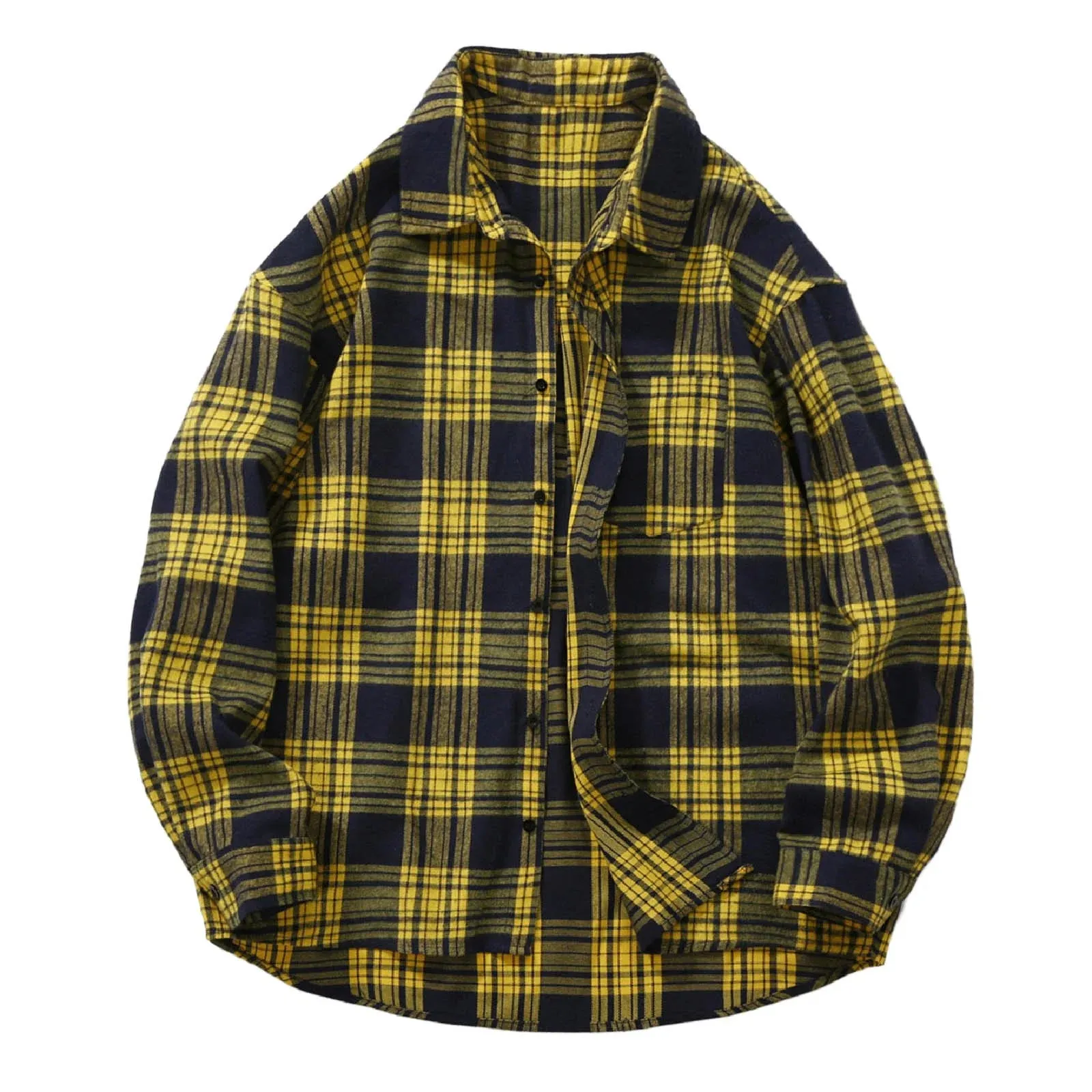 Dress Shirts for Men Big and Tall Mens Loose and Handsome Plaid Long Sleeved Shirt plus Size Fashionable Casual Shirt Male Summer
