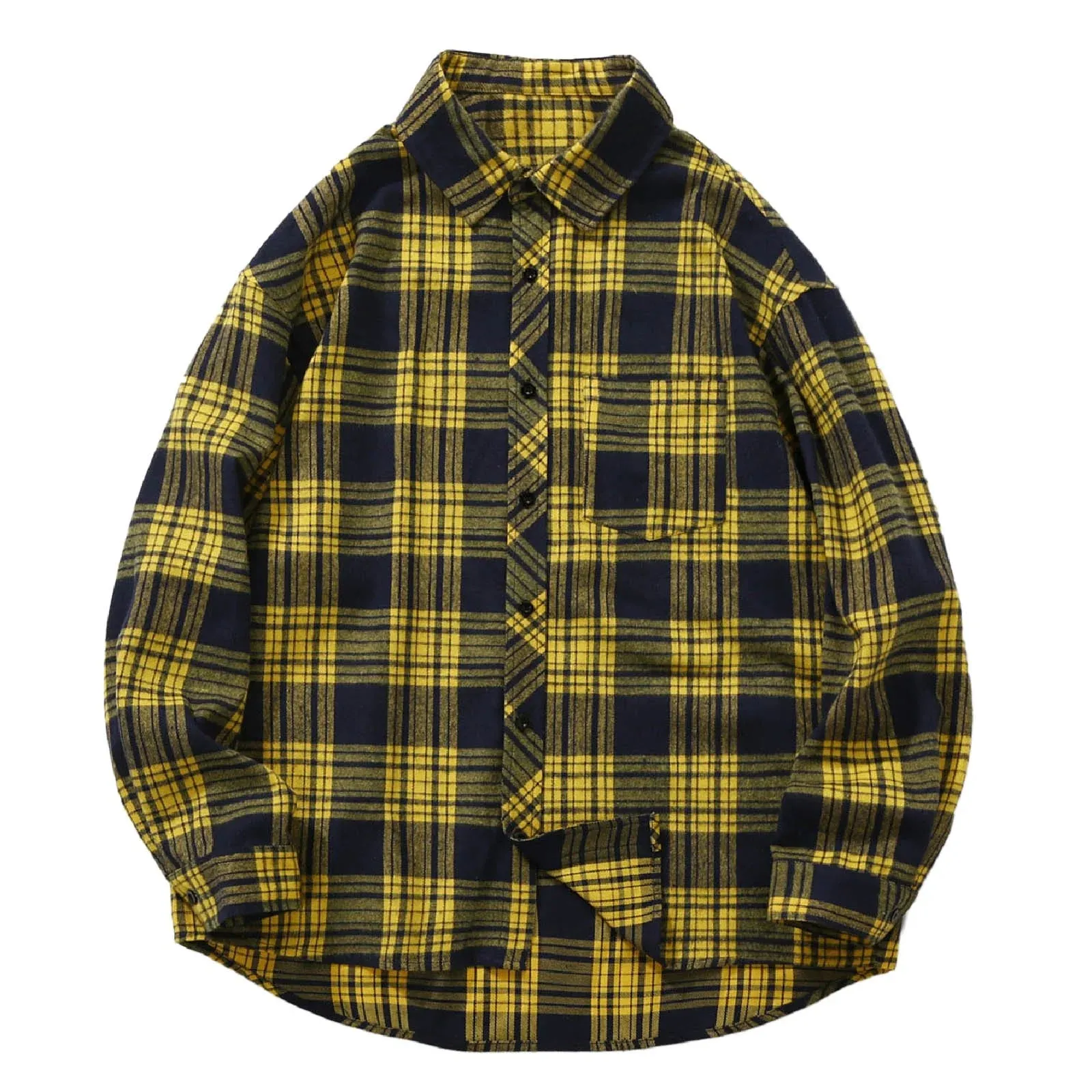 Dress Shirts for Men Big and Tall Mens Loose and Handsome Plaid Long Sleeved Shirt plus Size Fashionable Casual Shirt Male Summer