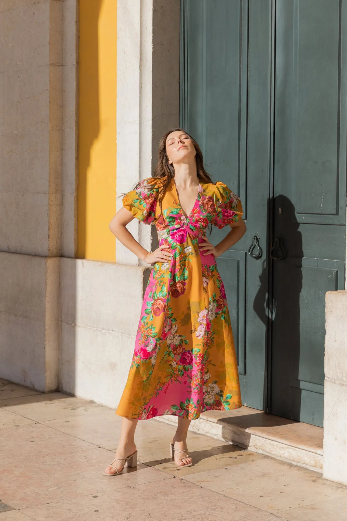 Elena Twist front Maxi Dress