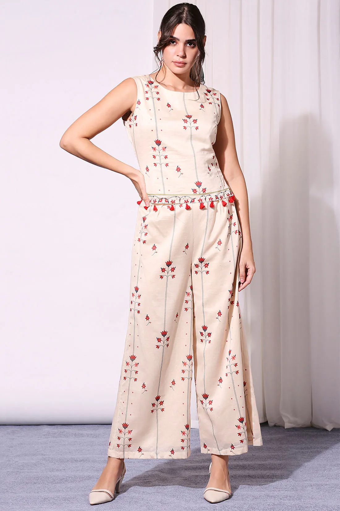 Floral Printed Co-Ord Set And Jacket