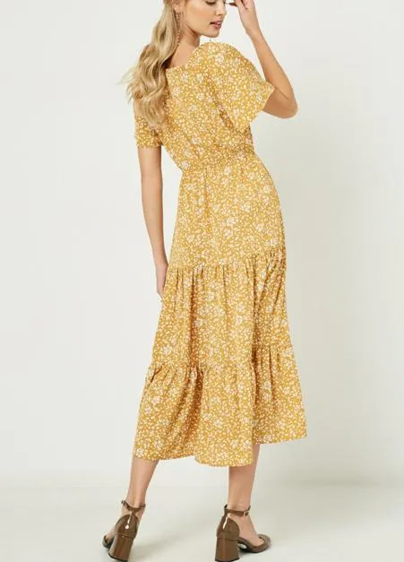 Floral Tiered Midi Dress