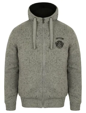 Garfunkel Zip Up Hooded Cardigan in Light Grey Marl - Dissident
