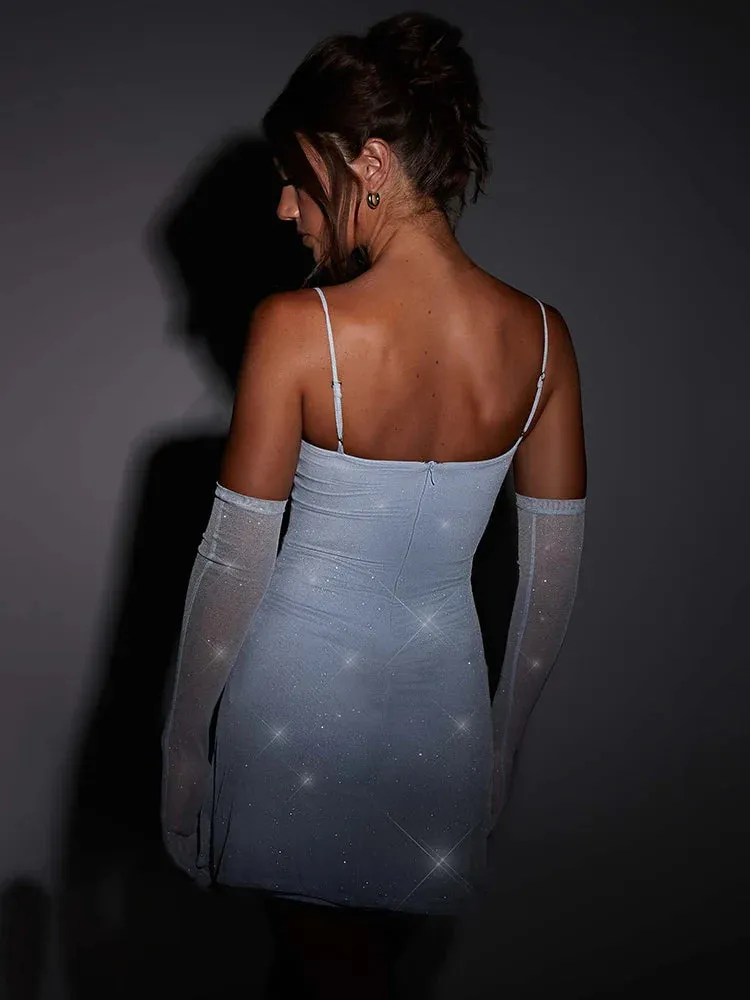 Glitter Club Mini Dress with Sparkle Spaghetti Straps