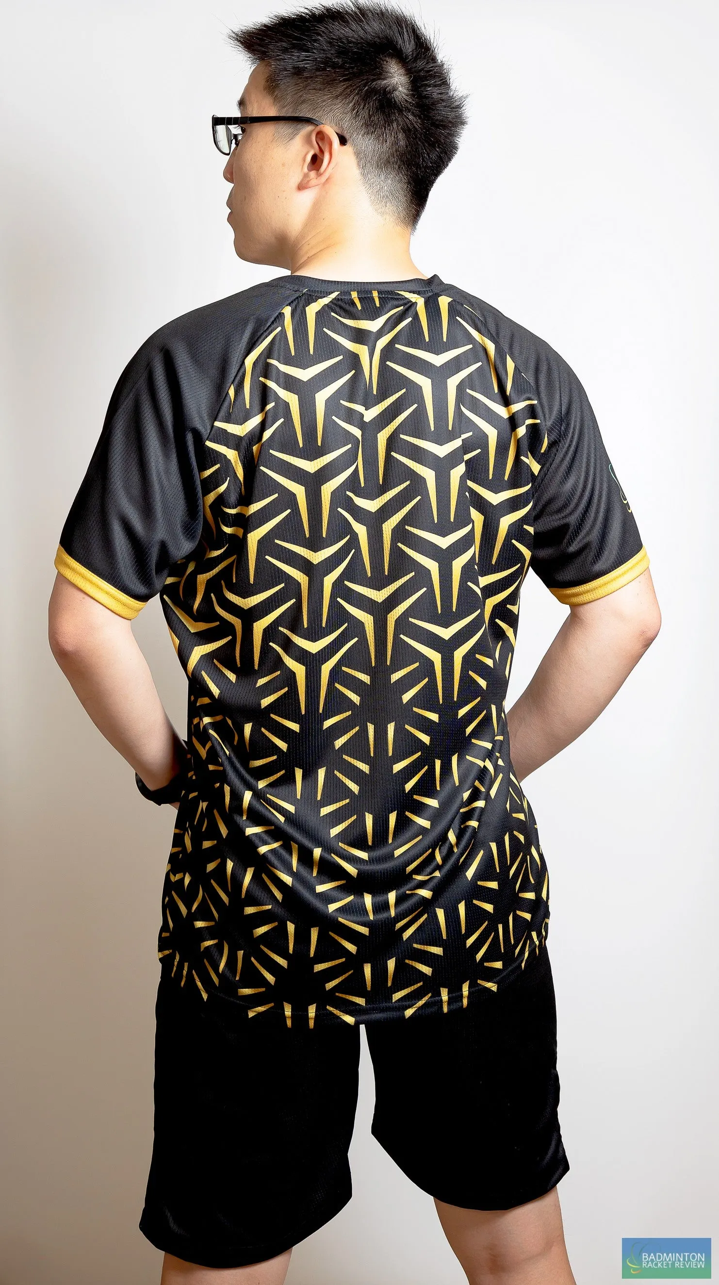 Gold Dust BRR Top - Black and Gold Hex - Badminton/Tennis/Squash T-Shirt