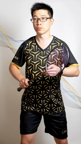 Gold Dust BRR Top - Black and Gold Hex - Badminton/Tennis/Squash T-Shirt