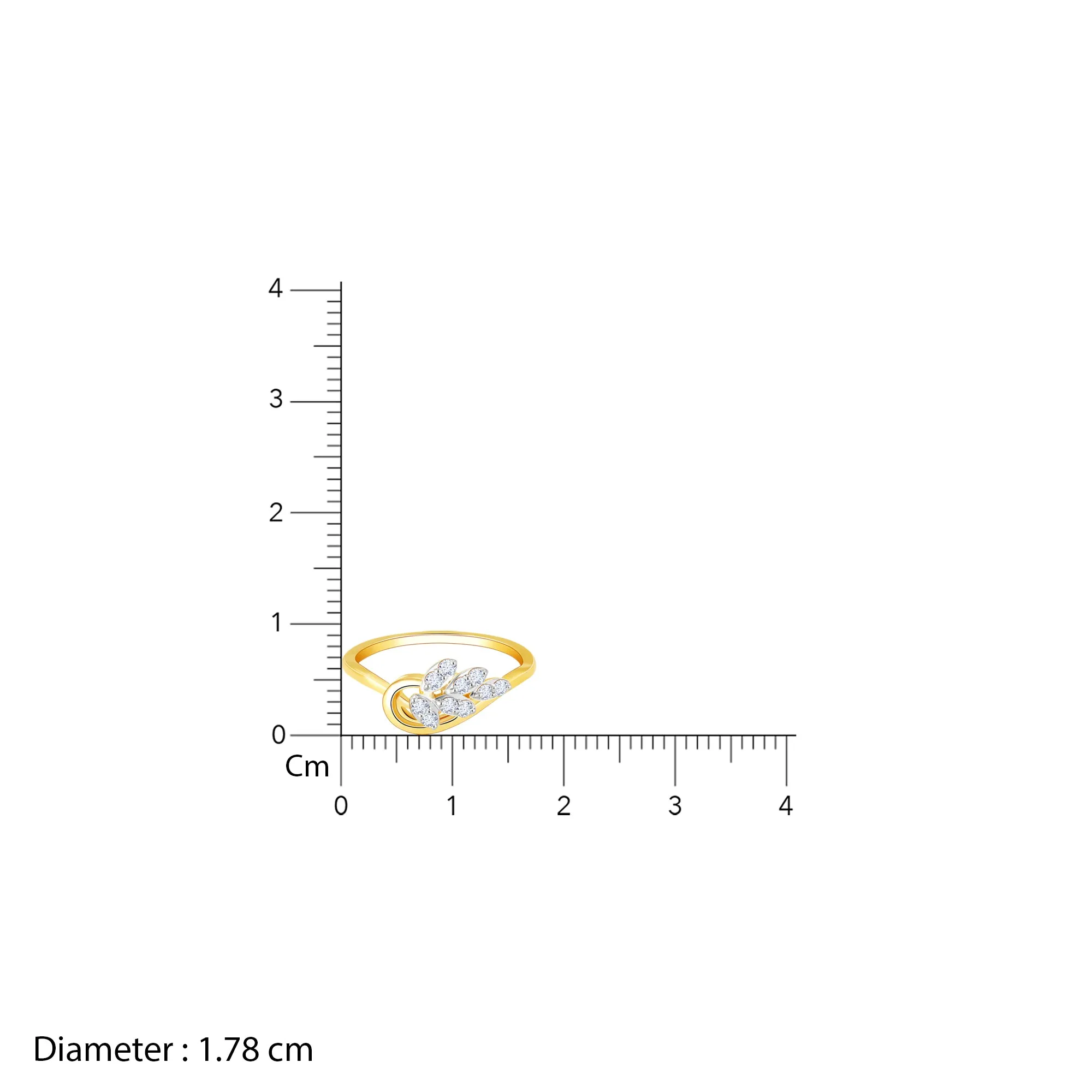 Gold Sparkling Leaf Diamond Ring