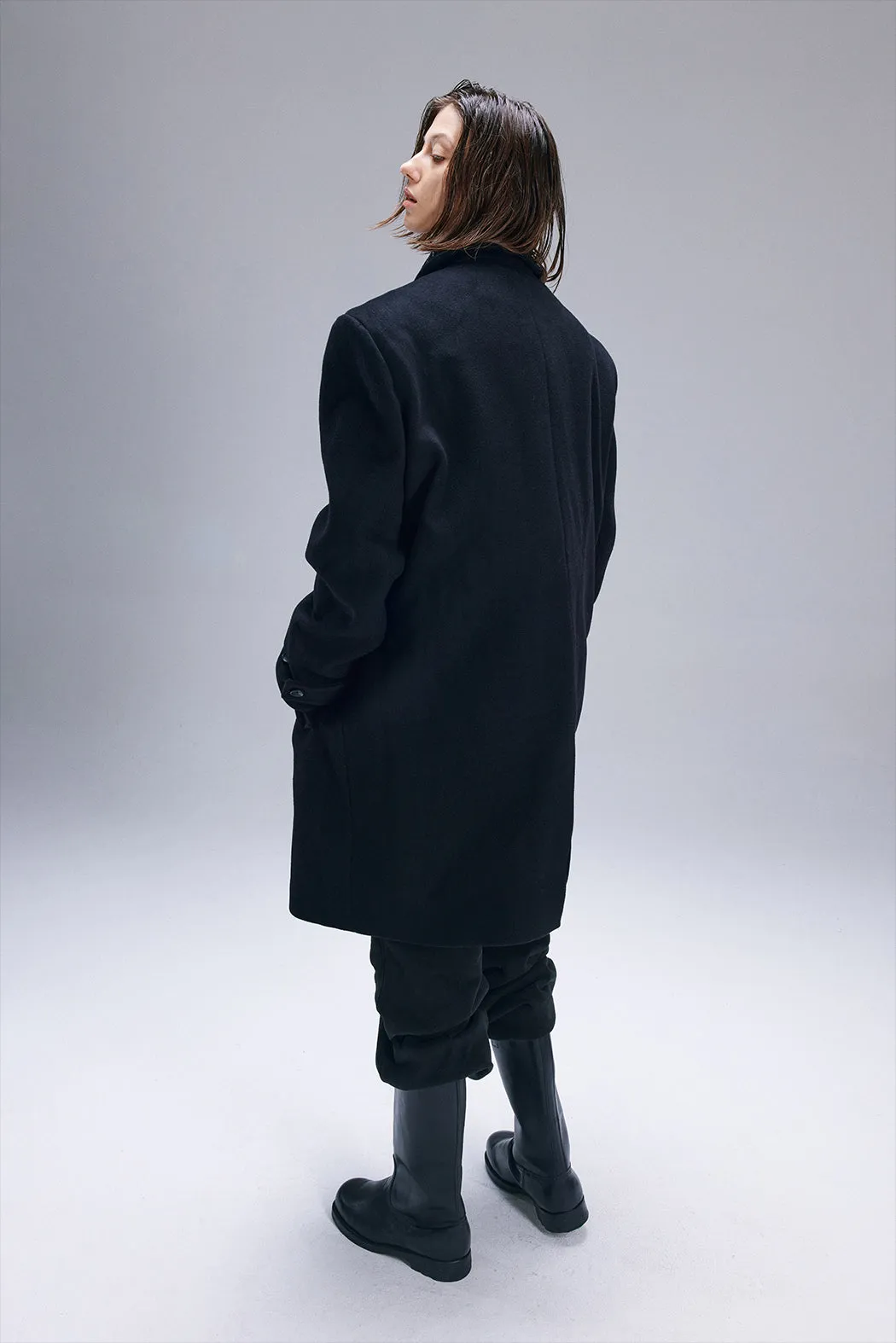 Heavy Wool Blend Asymmetric Stainless Steel Collar Coat Niche Design Trend Brand Jacket