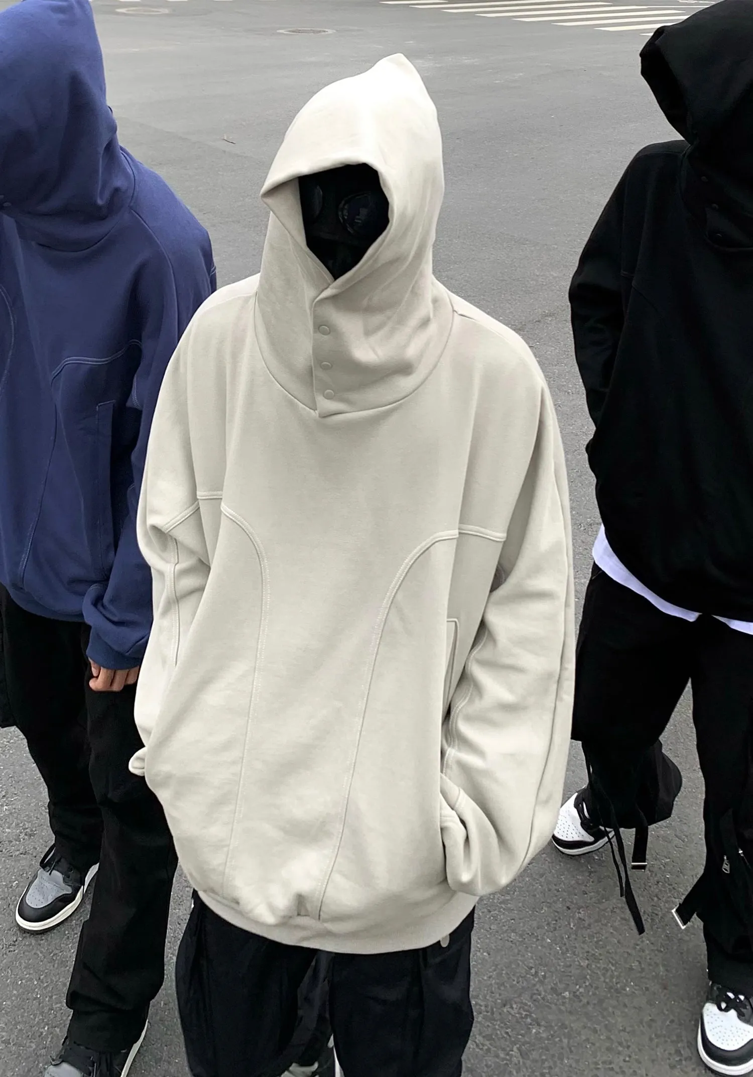 High Street Button-down Hooded / Trendy Loose Oversize Casual Jacket