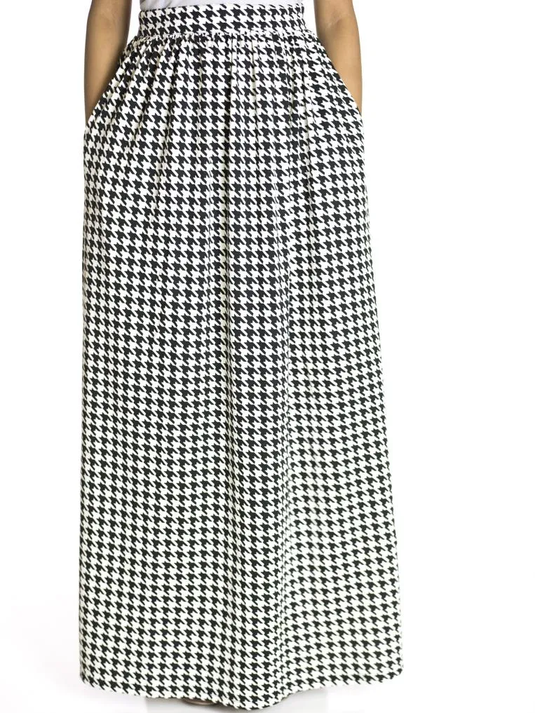 houndstooth Maxi Skirt