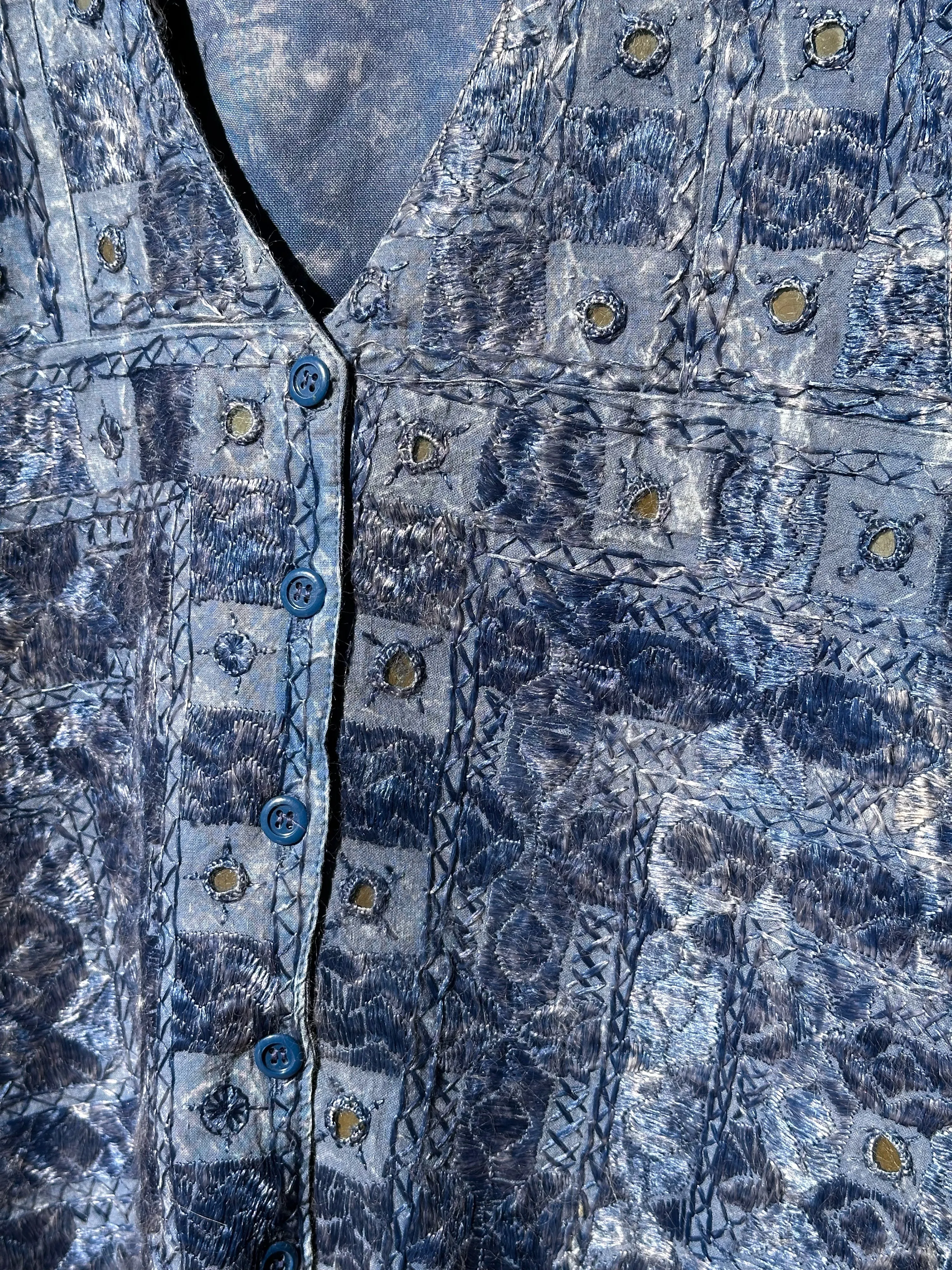 INDIE BLUE WAISTCOAT CARDIGAN - SIZE M