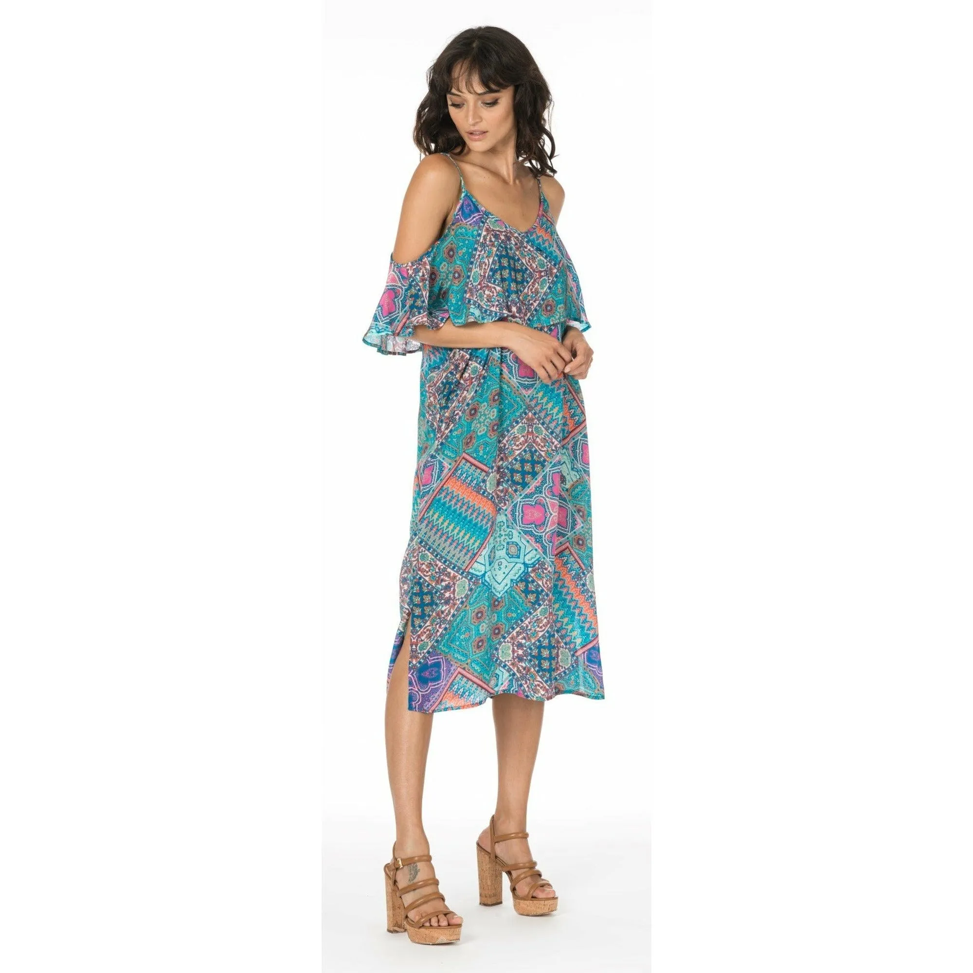 Kaylie Teal Scarf Dress