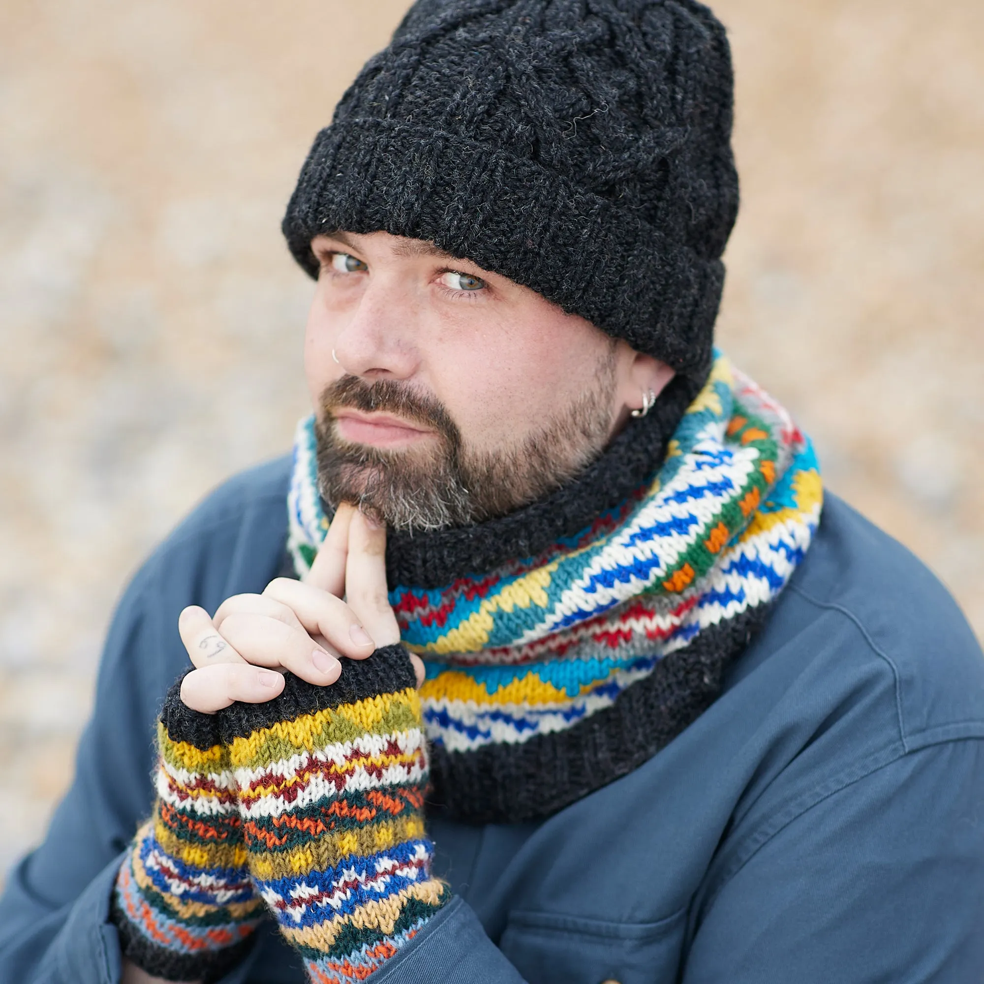 LAYAK Fair Isle Neckwarmer Lined Repurposed Wool
