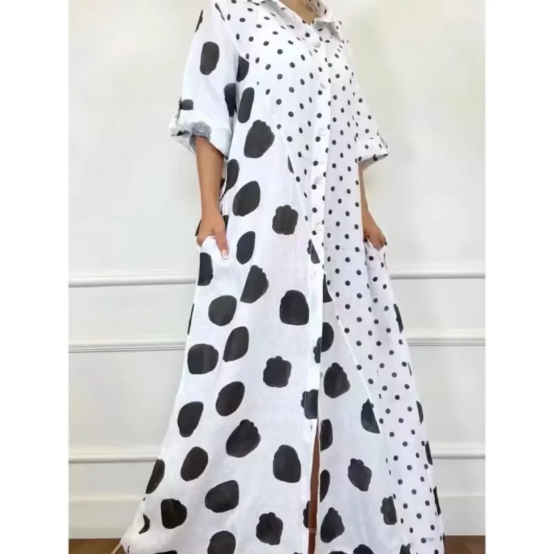 Loose Fashion Casual Long Plus Size Printed Dress