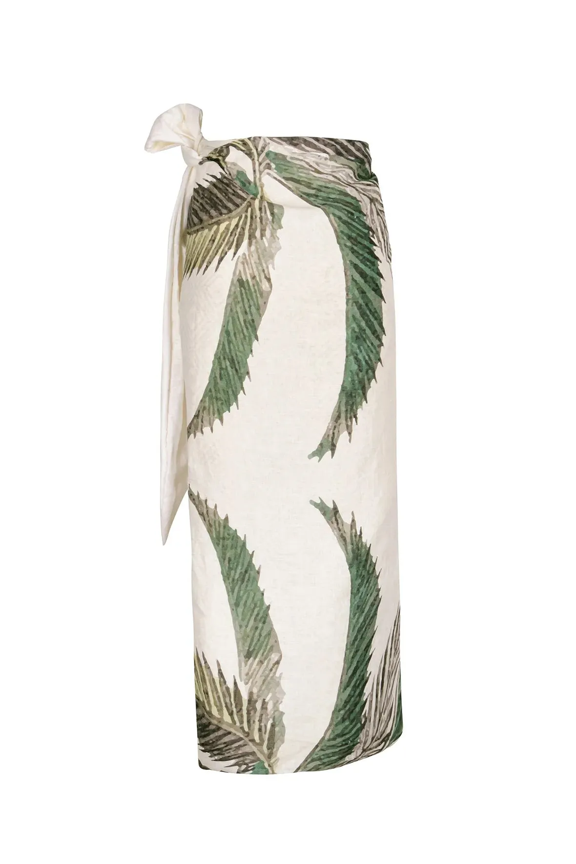 Mapara Linen Skirt Ivory Palms