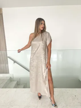 METALLIC SILVER MAXI DRESS