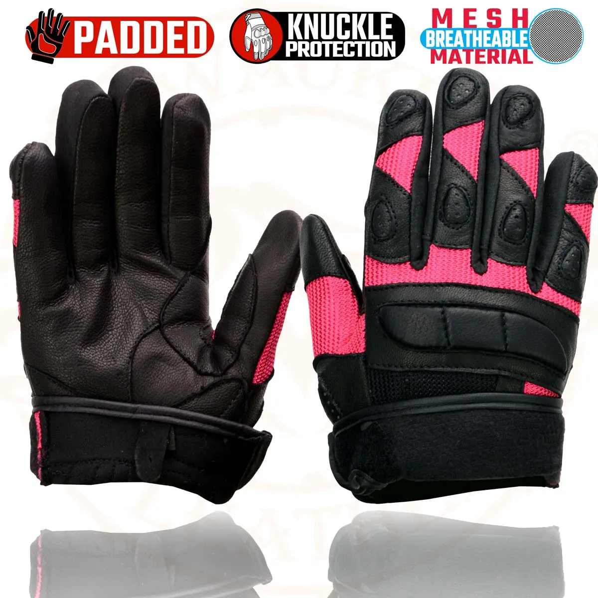 Milwaukee Leather MG7740 Women's Black Leather and Hot Pink Mesh