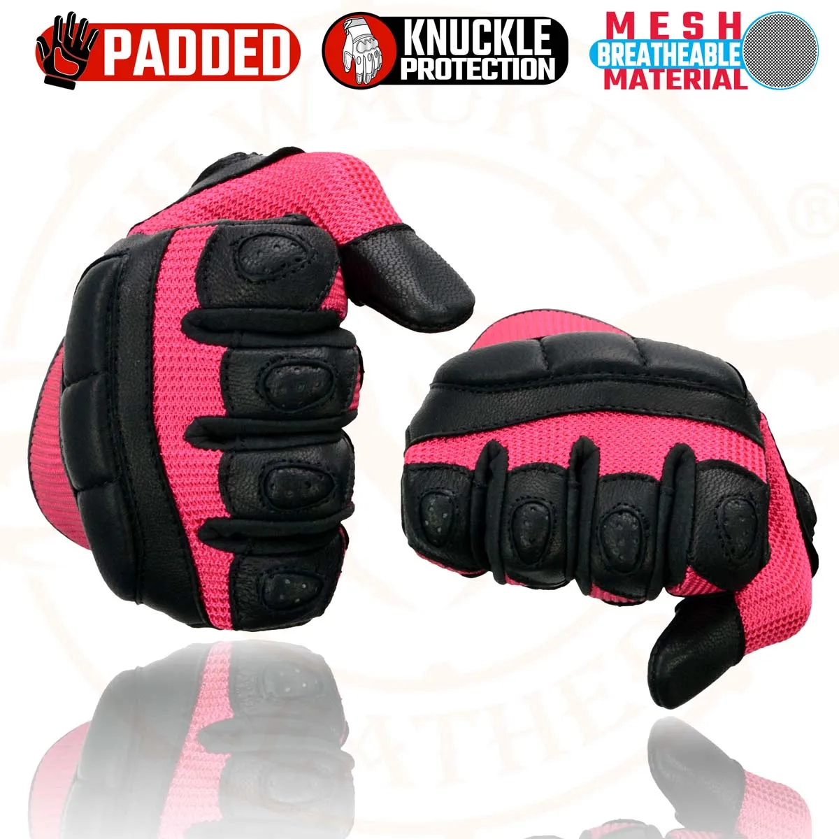 Milwaukee Leather MG7740 Women's Black Leather and Hot Pink Mesh