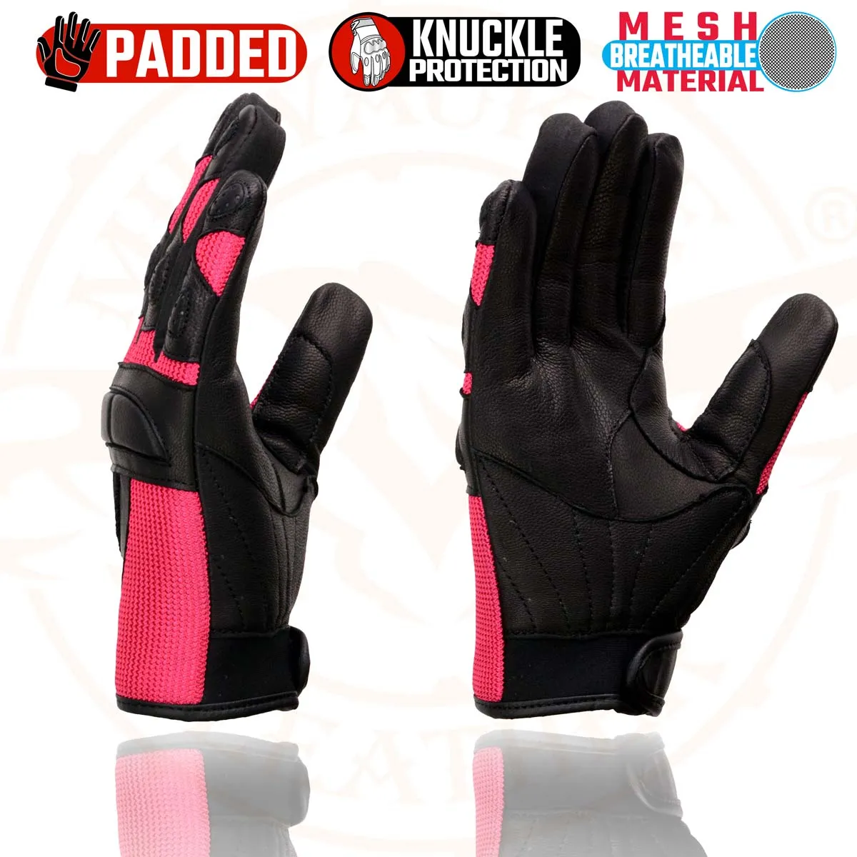 Milwaukee Leather MG7740 Women's Black Leather and Hot Pink Mesh