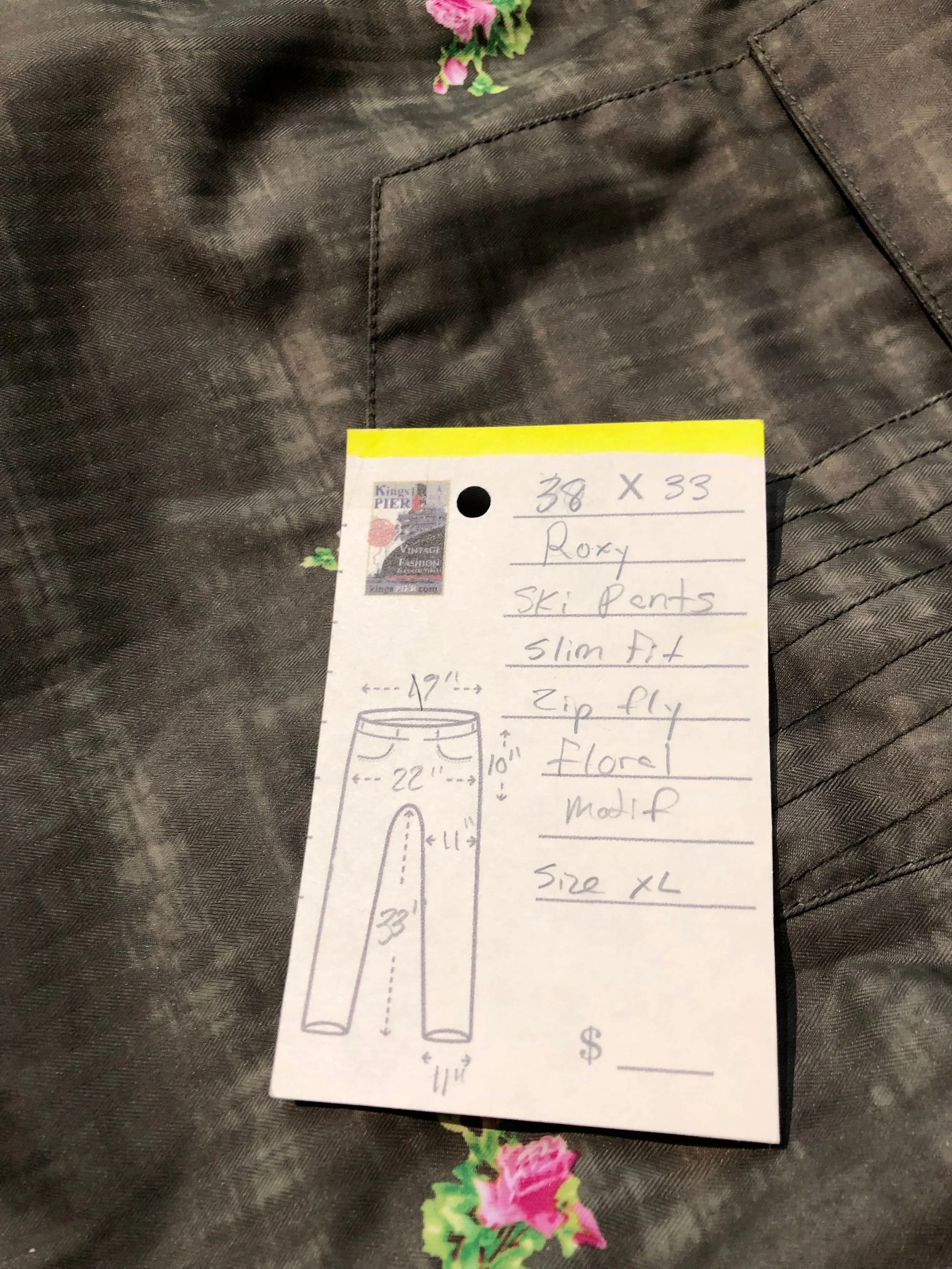 Roxy Floral Design Ski Pants, Size XL, 38”x33”