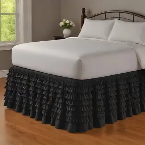 Ruffle Bed Skirt 1Pc Egyptian Cotton 1000TC Black